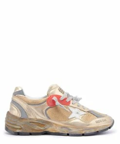 Golden Goose Baskets Homme Running Dad Cuir Rouge Doré