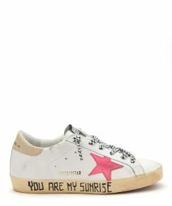 Golden Goose Baskets Superstar Cuir Blanc Rose Fluo