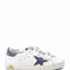 Golden Goose Baskets Bébé Old School Cuir Blanc Bleu Navy