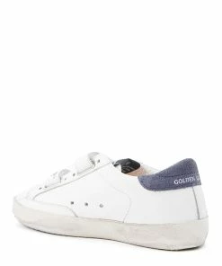 Golden Goose Baskets Bébé Old School Cuir Blanc Bleu Navy -Golden Goose-boutique 075 5222223034456 1