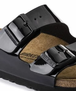 Birkenstock Mules Arizona Cuir Verni Noir, Modèle Étroit -Golden Goose-boutique 1005292 detail 1