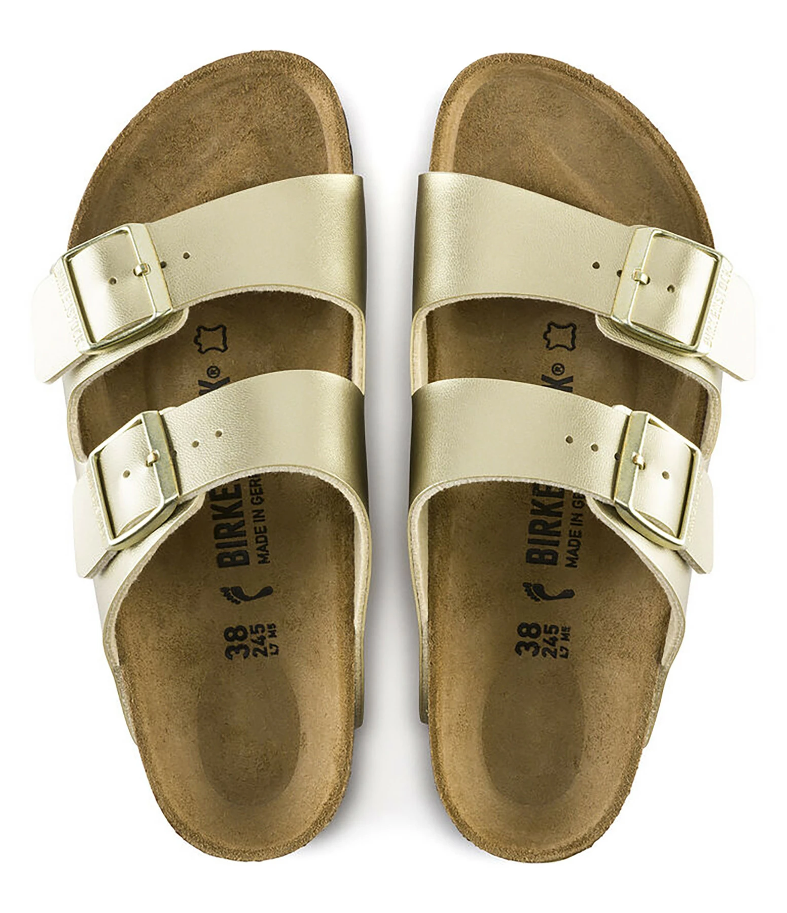 Birkenstock Mules Arizona Cuir Doré, Modèle Étroit 6 Birkenstock Mules Arizona Cuir Doré, Modèle Étroit – Image 4