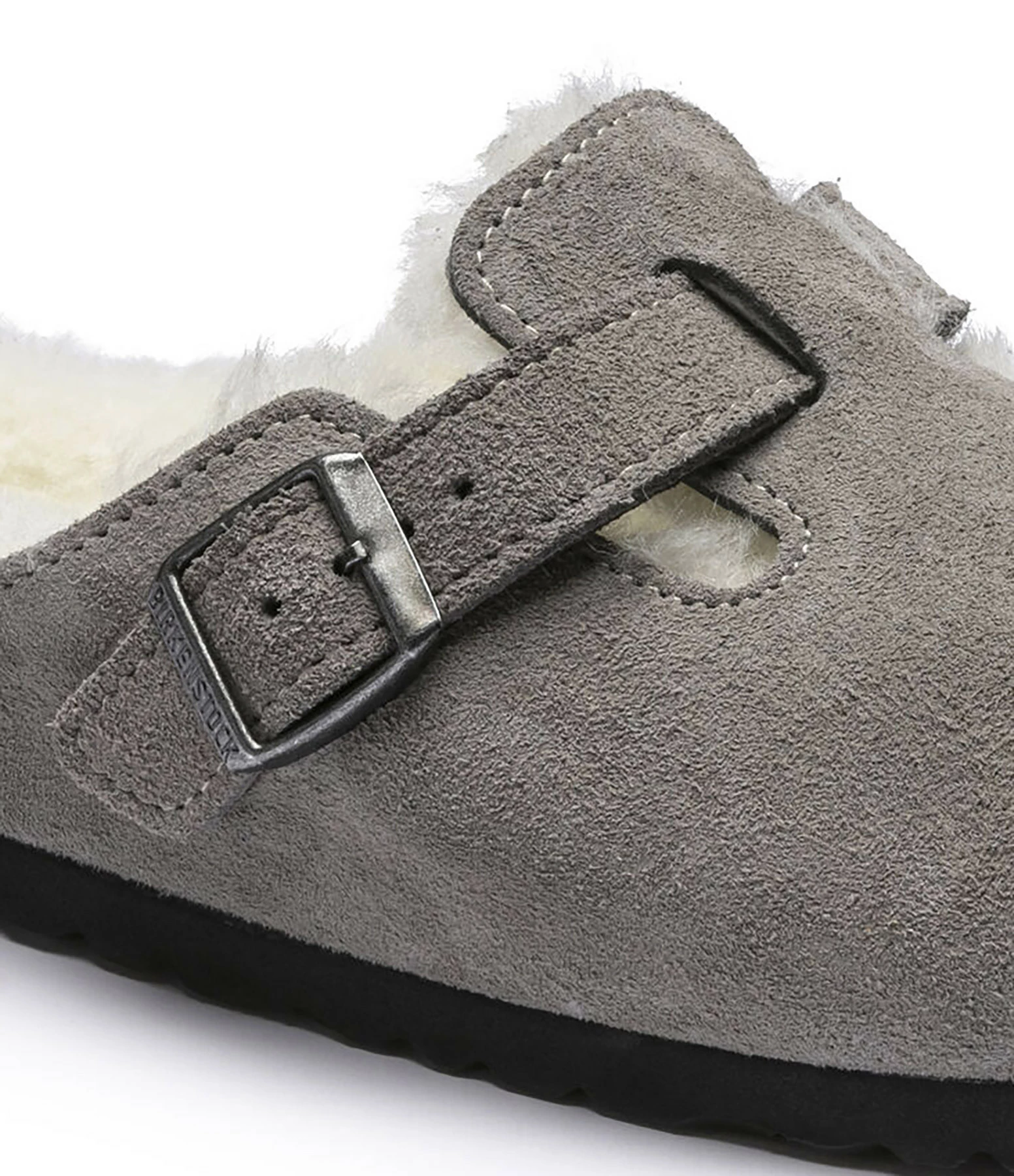 Birkenstock Sabots Boston Fourrure Cuir Stone Coin, Modèle Étroit 7 Birkenstock Sabots Boston Fourrure Cuir Stone Coin, Modèle Étroit – Image 5