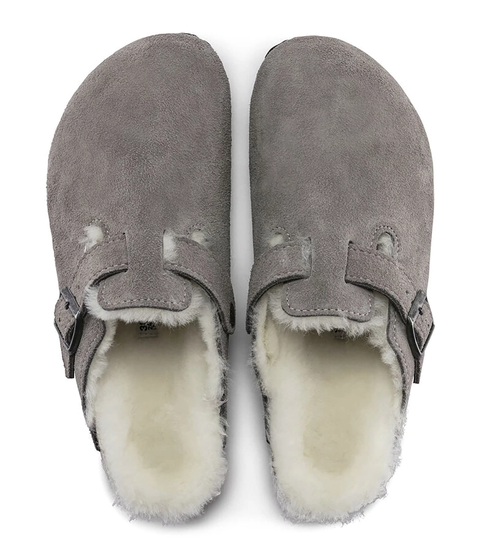 Birkenstock Sabots Boston Fourrure Cuir Stone Coin, Modèle Étroit 5 Birkenstock Sabots Boston Fourrure Cuir Stone Coin, Modèle Étroit – Image 3