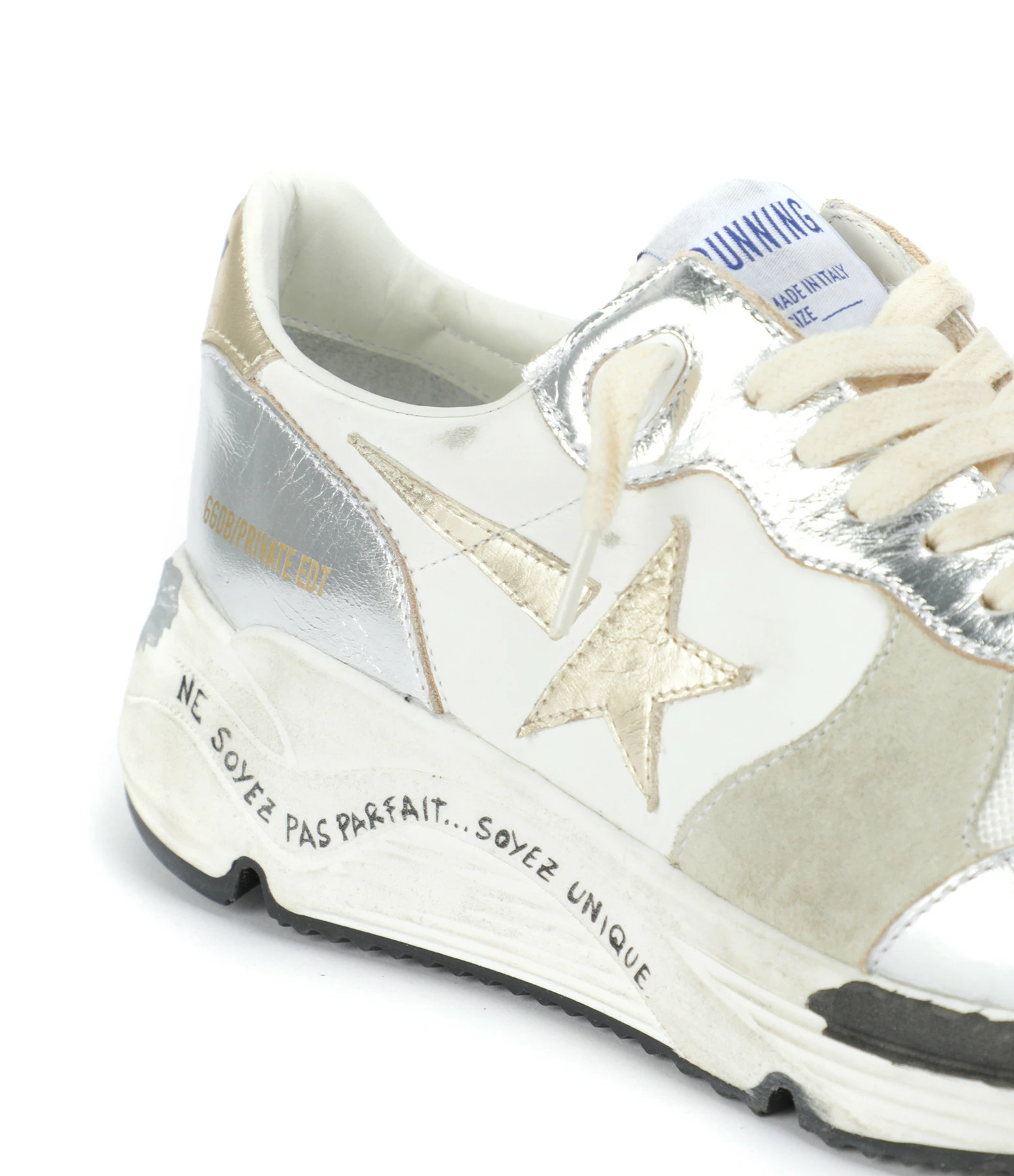 Golden Goose Baskets Running Sole Cuir Argenté Gris, Exclusivité Lulli 6 Golden Goose Baskets Running Sole Cuir Argenté Gris, Exclusivité Lulli – Image 4