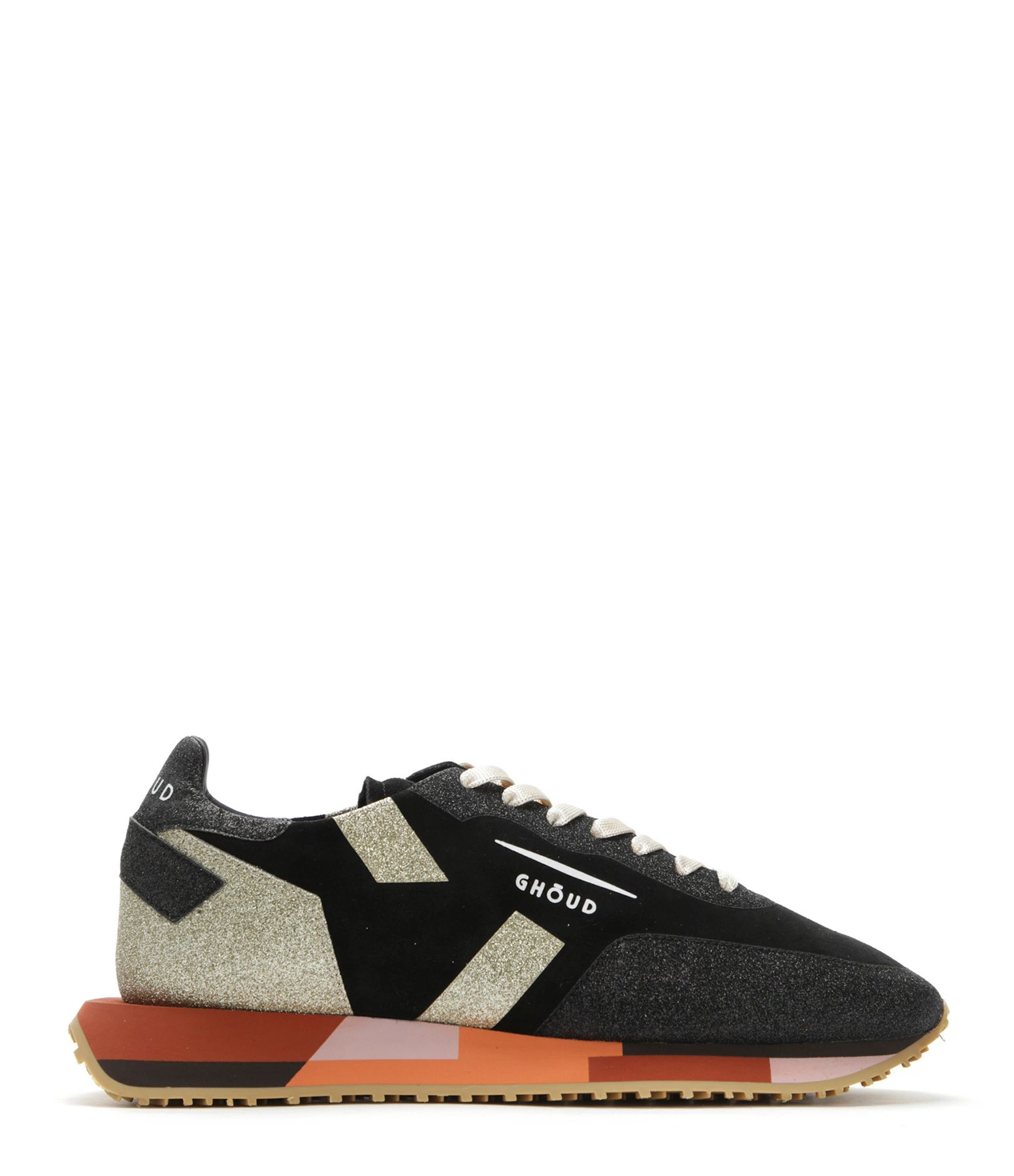 GHOUD VENICE Baskets Rush Low Cuir Suédé Glitter Noir Platine 2 GHOUD VENICE Baskets Rush Low Cuir Suédé Glitter Noir Platine