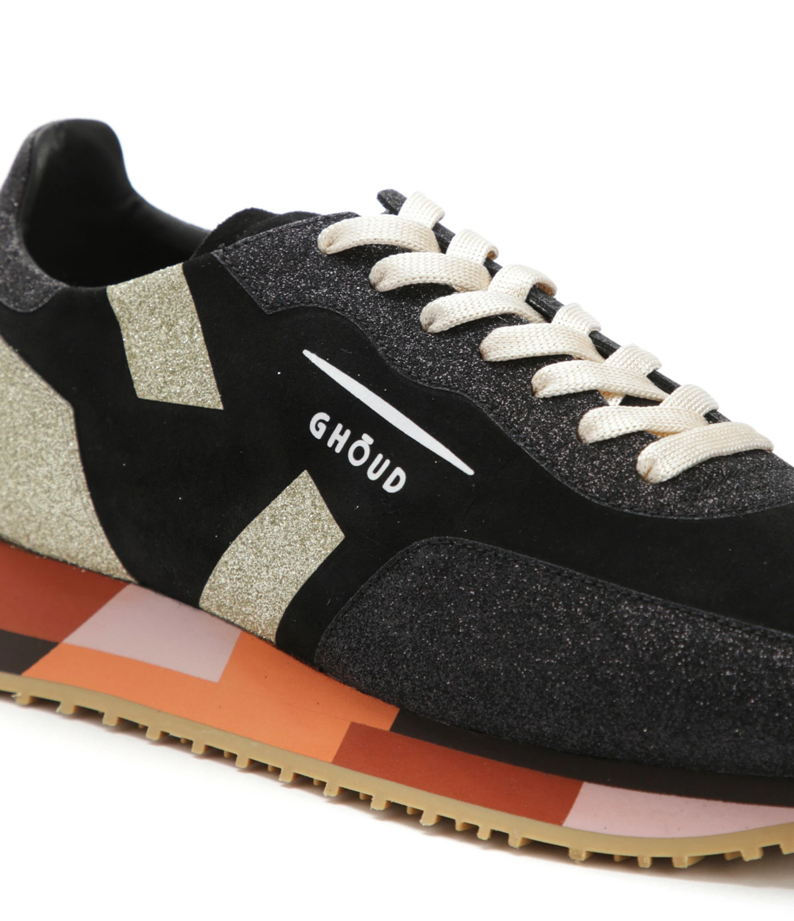 GHOUD VENICE Baskets Rush Low Cuir Suédé Glitter Noir Platine 5 GHOUD VENICE Baskets Rush Low Cuir Suédé Glitter Noir Platine – Image 4