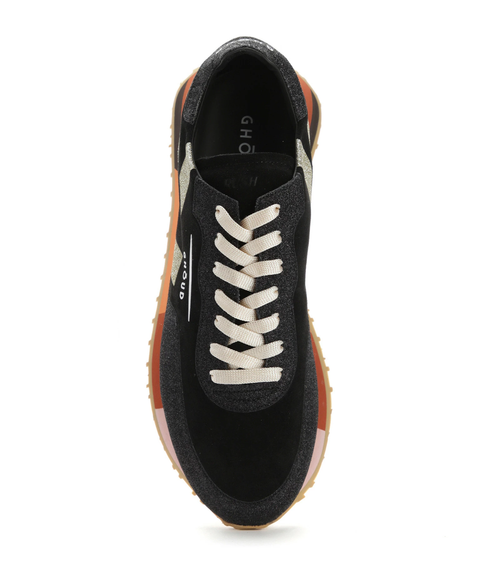 GHOUD VENICE Baskets Rush Low Cuir Suédé Glitter Noir Platine 3 GHOUD VENICE Baskets Rush Low Cuir Suédé Glitter Noir Platine – Image 2