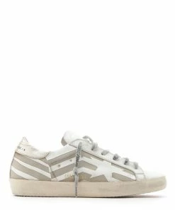 Golden Goose Baskets Homme Superstar Drapeau Cuir Blanc Platinum