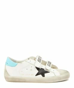 Golden Goose Baskets Old School Cuir Blanc Turquoise