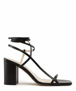 JEANNE VOULAND Sandales Saul Bloc Cuir Mat Noir