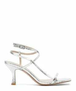 JEANNE VOULAND Sandales Sublim Double Cuir Texturé Argenté