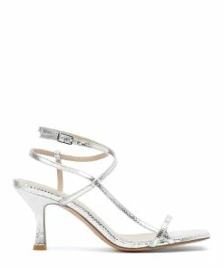 JEANNE VOULAND Sandales Sublim Double Cuir Texturé Argenté