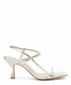 JEANNE VOULAND Sandales Sublim Cuir Texturé Doré