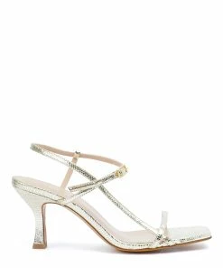 JEANNE VOULAND Sandales Sublim Cuir Texturé Doré