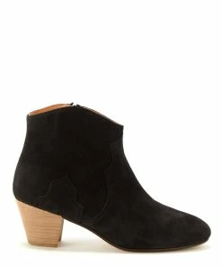 Isabel Marant Bottines Dicker Veau Velours Noir Délavé