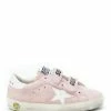 Golden Goose Baskets Enfant Old School Cuir Suédé Rose Blanc