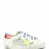 Golden Goose Baskets Enfant Old School Cuir Blanc Rouge