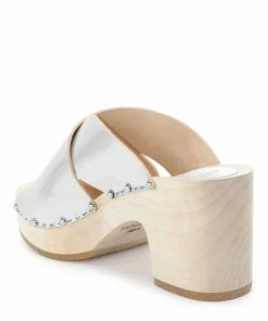 Sabot Youyou Sabots Yzis Bois Cuir Argenté -Golden Goose-boutique 2901 1 1