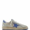 Golden Goose Baskets Homme Ball Star Cuir Gris Bleu