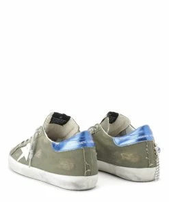 Golden Goose Baskets Superstar Cuir Canvas Cristal Kaki -Golden Goose-boutique 3931 5222222828049