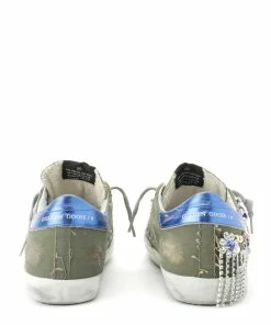 Golden Goose Baskets Superstar Cuir Canvas Cristal Kaki -Golden Goose-boutique 3932 5222222828049