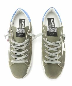 Golden Goose Baskets Superstar Cuir Canvas Cristal Kaki -Golden Goose-boutique 3933 5222222828049