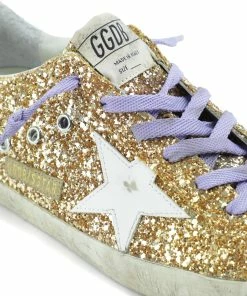 Golden Goose Baskets Superstar Cuir Glitter Doré -Golden Goose-boutique 561 5222223026833
