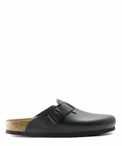 Birkenstock Sabots Boston Cuir Noir, Modèle Étroit