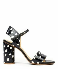 Atelier Content Sandales Waletta Cuir Noir Pois Blanc