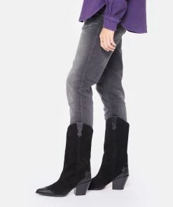 Aeyde Bottines Santiag Ariel Cuir Suédé Noir -Golden Goose-boutique aeyde look20221007 77 1