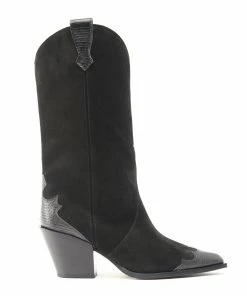 Aeyde Bottines Santiag Ariel Cuir Suédé Noir
