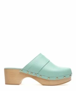 Aeyde Sabots Bibi Cuir Turquoise
