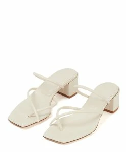 Aeyde Sandales à Talons Issa Cuir Crème -Golden Goose-boutique aeyde issa nappa leather creamy 3 2