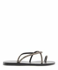 Ancient Greek Sandals Sandales Apli Eleftheria Strass Noir