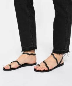Ancient Greek Sandals Sandales Elafonisos Cuir Noir -Golden Goose-boutique ags11 look20221215 449