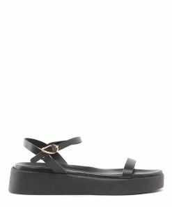 Ancient Greek Sandals Sandales Irida Cuir Noir