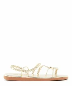 Ancient Greek Sandals Sandales Maya Cuir Platinum