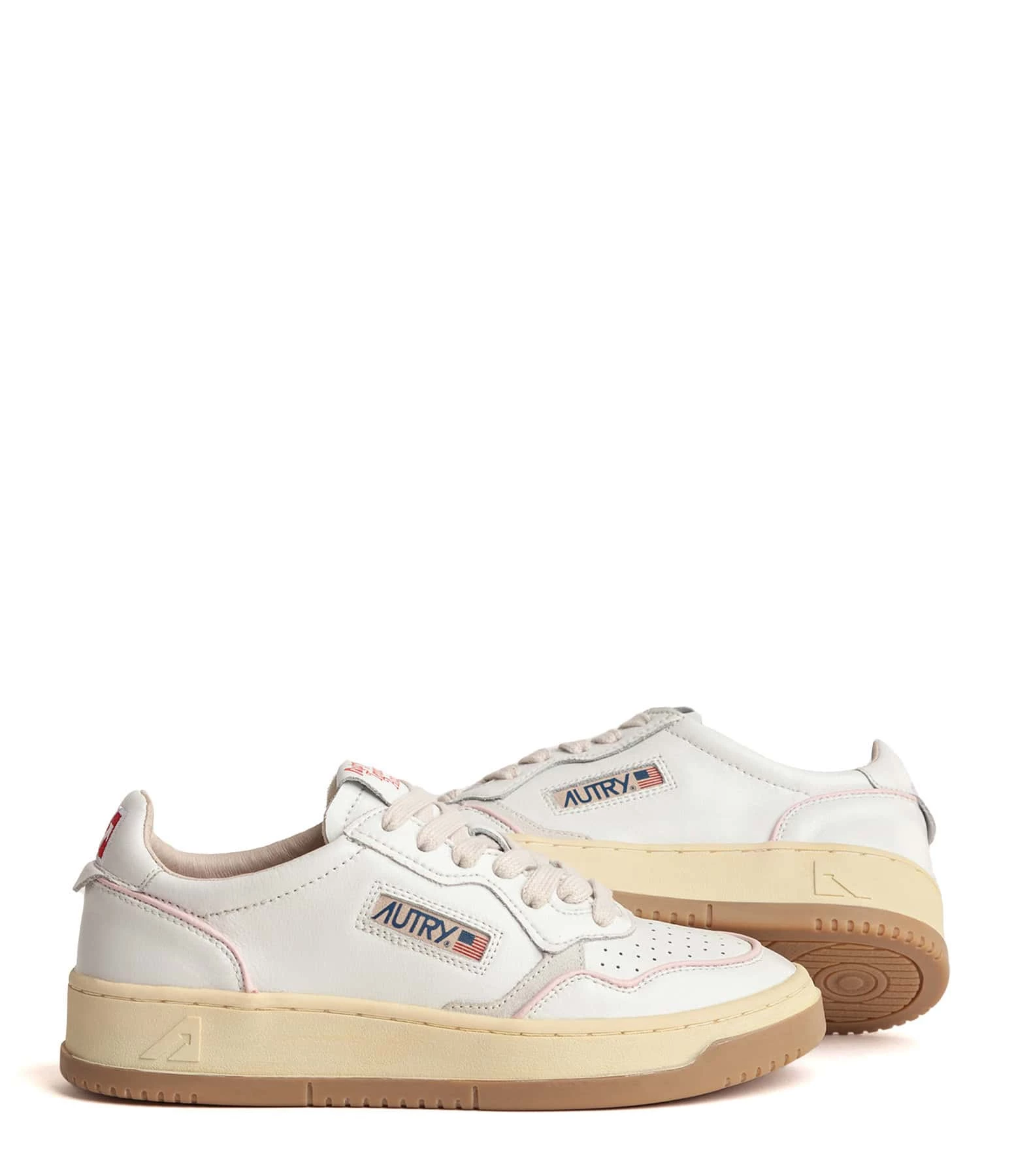 AUTRY Baskets Open Low Cuir Blanc Rose 4 AUTRY Baskets Open Low Cuir Blanc Rose – Image 2