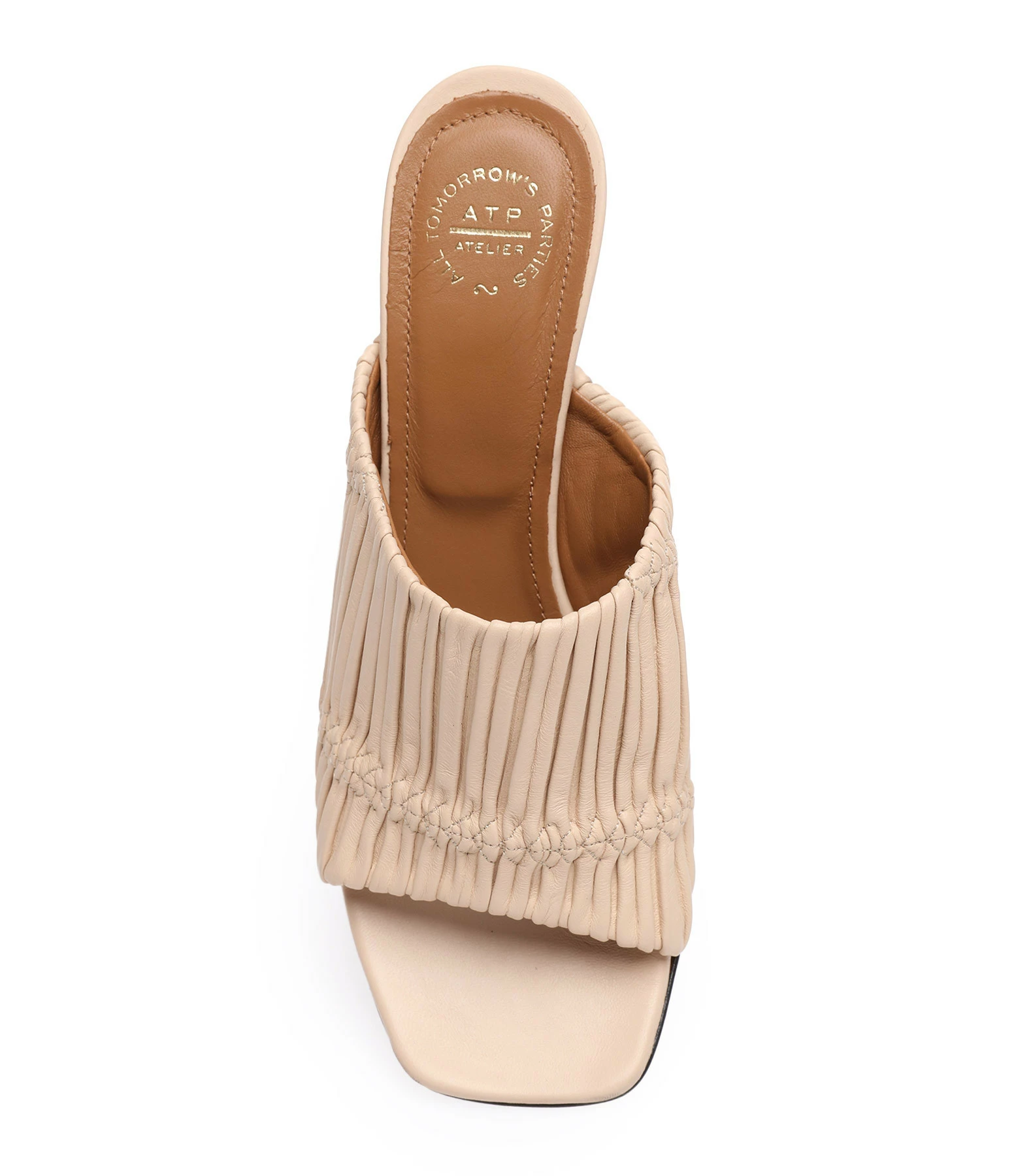 ATP Atelier Mules Caserta Cuir Plissé Beige 4 ATP Atelier Mules Caserta Cuir Plissé Beige – Image 2