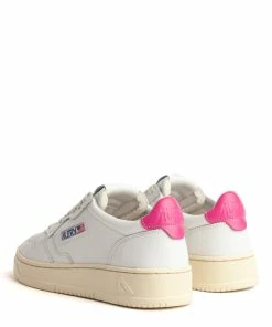 AUTRY Baskets 01 Low Cuir Blanc Rose -Golden Goose-boutique aul ll42 116