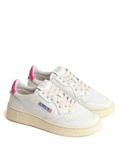 AUTRY Baskets 01 Low Cuir Blanc Rose -Golden Goose-boutique aul ll42 121