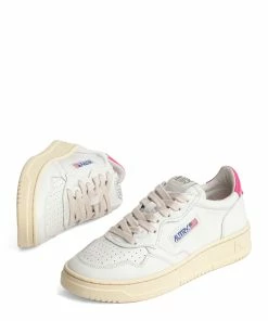 AUTRY Baskets 01 Low Cuir Blanc Rose -Golden Goose-boutique aul ll42 126
