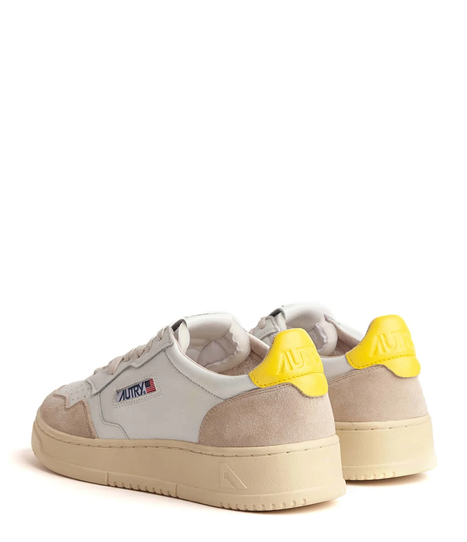AUTRY Baskets 01 Low Cuir Suédé Blanc Jaune 7 AUTRY Baskets 01 Low Cuir Suédé Blanc Jaune – Image 5
