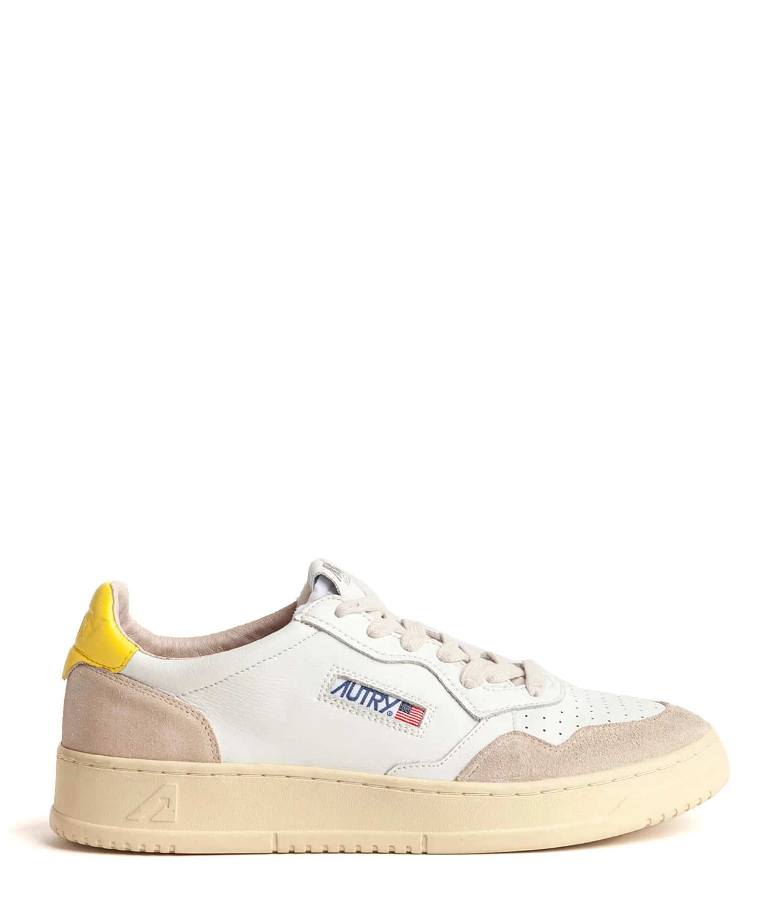 AUTRY Baskets 01 Low Cuir Suédé Blanc Jaune 3 AUTRY Baskets 01 Low Cuir Suédé Blanc Jaune