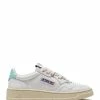 AUTRY Baskets 01 Low Cuir Blanc Turquoise