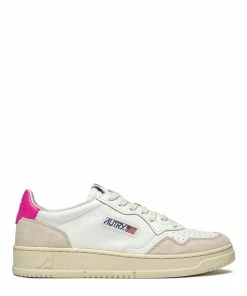 AUTRY Baskets 01 Low Cuir Suédé Blanc Rose