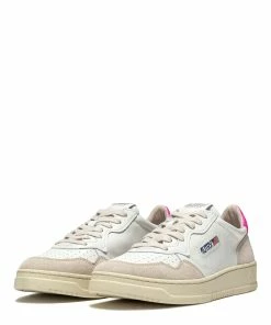 AUTRY Baskets 01 Low Cuir Suédé Blanc Rose -Golden Goose-boutique autry aulwls502 rose