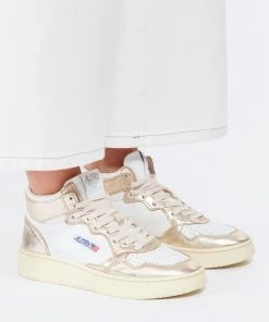 AUTRY Baskets Mid Cuir Platine -Golden Goose-boutique autry look20220524 28