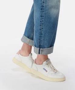 AUTRY Baskets 01 Low Cuir Blanc Rose -Golden Goose-boutique autry look20230125 188
